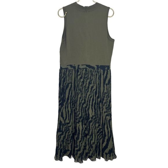 NEW Ted Baker Justnee Olive Green Zebra Print Pleated Midi Dress Size XL - Picture 5 of 11